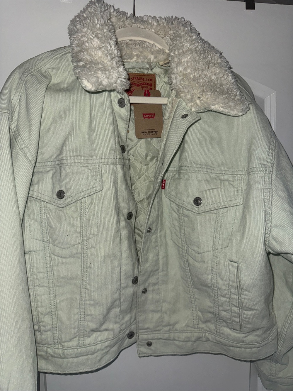 Levi's Cream Corduroy Sherpa-Lined Bomber Jacket